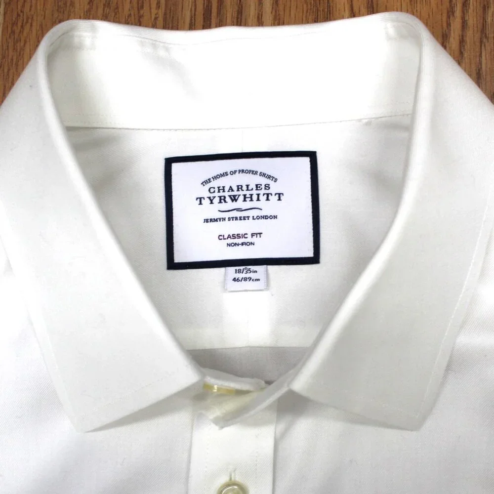 CHARLES TYRWHITT CLASSIC FIT 100% COTTON SHIRT WHITE Sz 18 | 2X-LARGE, XXL - Picture 3 of 4